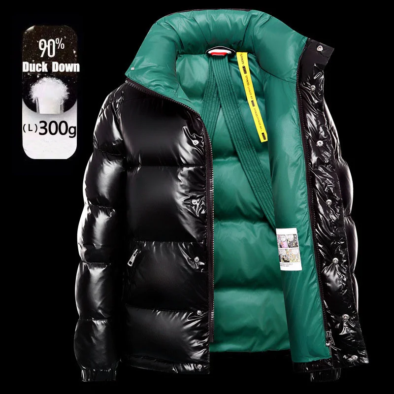 Top Quality 90% White Down Jacket for Men Women Fashion Bright Hooded -20 Degrees Warm Jackets Couples Winter Coats