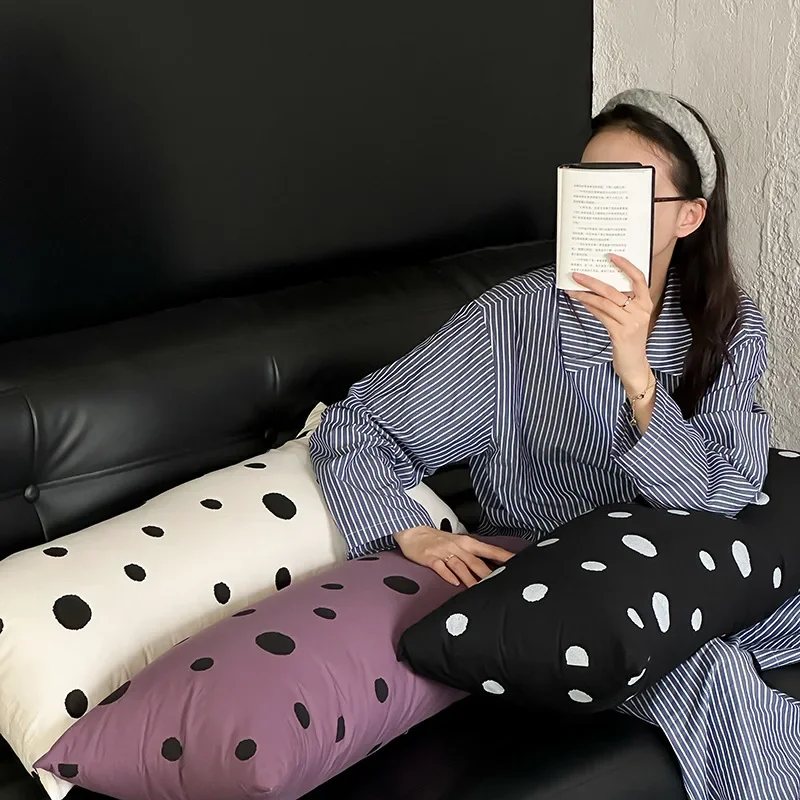 Polka Dot Long Bolster Body Pillow Bed Back Cushion Leg Clamping Waist Support Neck Pillow Soft Pregnancy Calming Pillow Insert