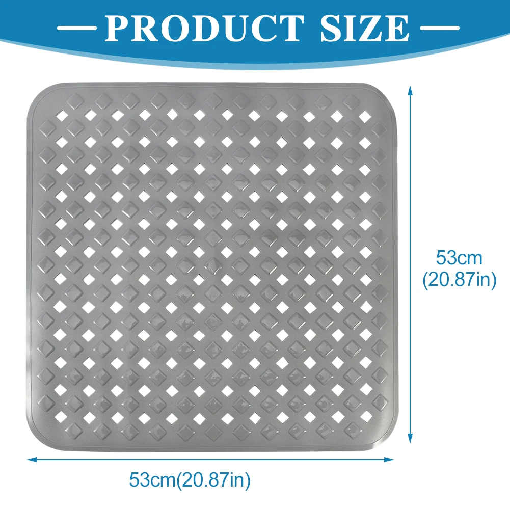 Quick Dry Square Bathroom Non Slip Pad with Suction Cup Bathing Floor Mat Safety Machine Washable Diamond Hole Shower Area Rug