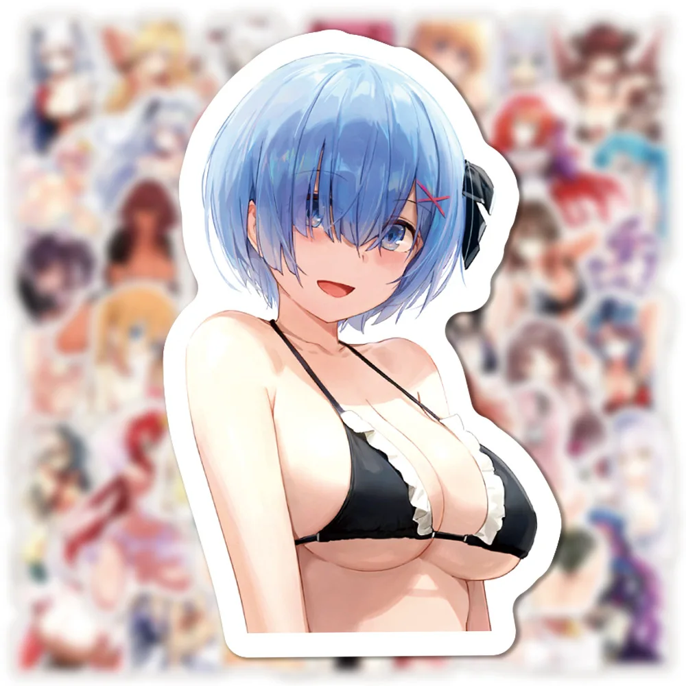 10/30/50/100 Viên Waifu Cô Gái Sexy Hentai Decal Dán Xe Máy Laptop Phối Đen Màu Trắng anime Đồ Bộ Miếng Dán Kính Cường Lực Cho Aldult