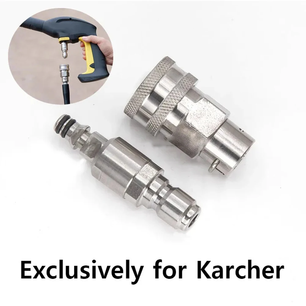 Adaptateur à connexion rapide en acier inoxydable 3/8 pouces pour nettoyeurs haute pression Karcher, raccord de tuyau anti-torsion pour des tâches de nettoyage efficaces