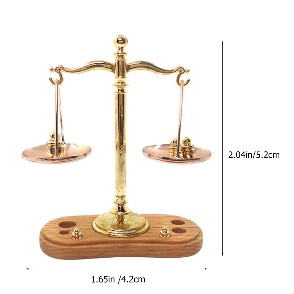 Symulacja wagi waga Mini miniaturowa zabawka drewniany model dla dzieci symulowane ozdoby małe ważenie