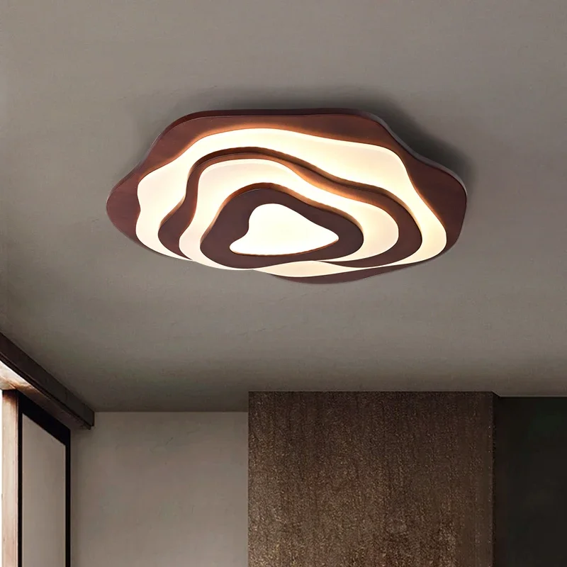 Modern Personalized LED Ceiling Light Master Bedroom Living Room Creative Natural Wood Cloud Home Decoration Lighting Fixtures