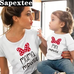 Cotton family matching clothes Outfits Mother And Daughter T-Shirt  Mommy and Me Clothes lovely Blouse kids baby girl boys Look