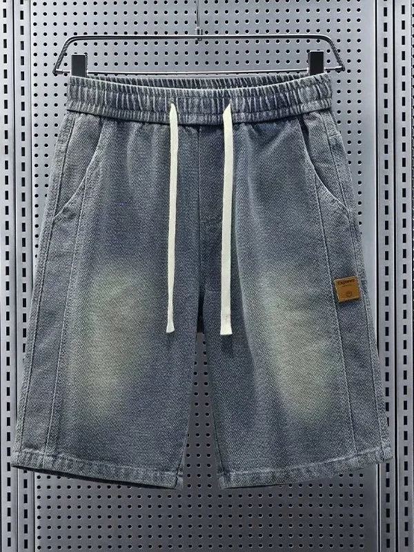 Summer Thin Starry  Pattern Men's Casual Loose Straight Leg Denim Shorts Fashionable American Brand Five-Quarter Mid-Waist