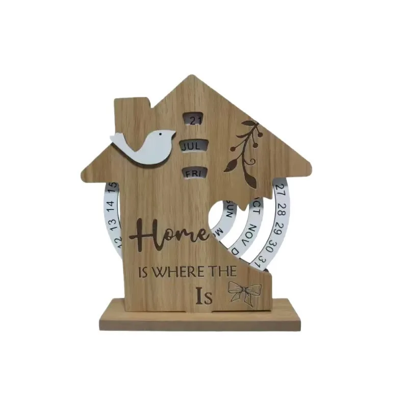 Wooden craft calendar, perpetual calendar, home decoration, office desktop high-end decoration, manual desk calendar decoration 5