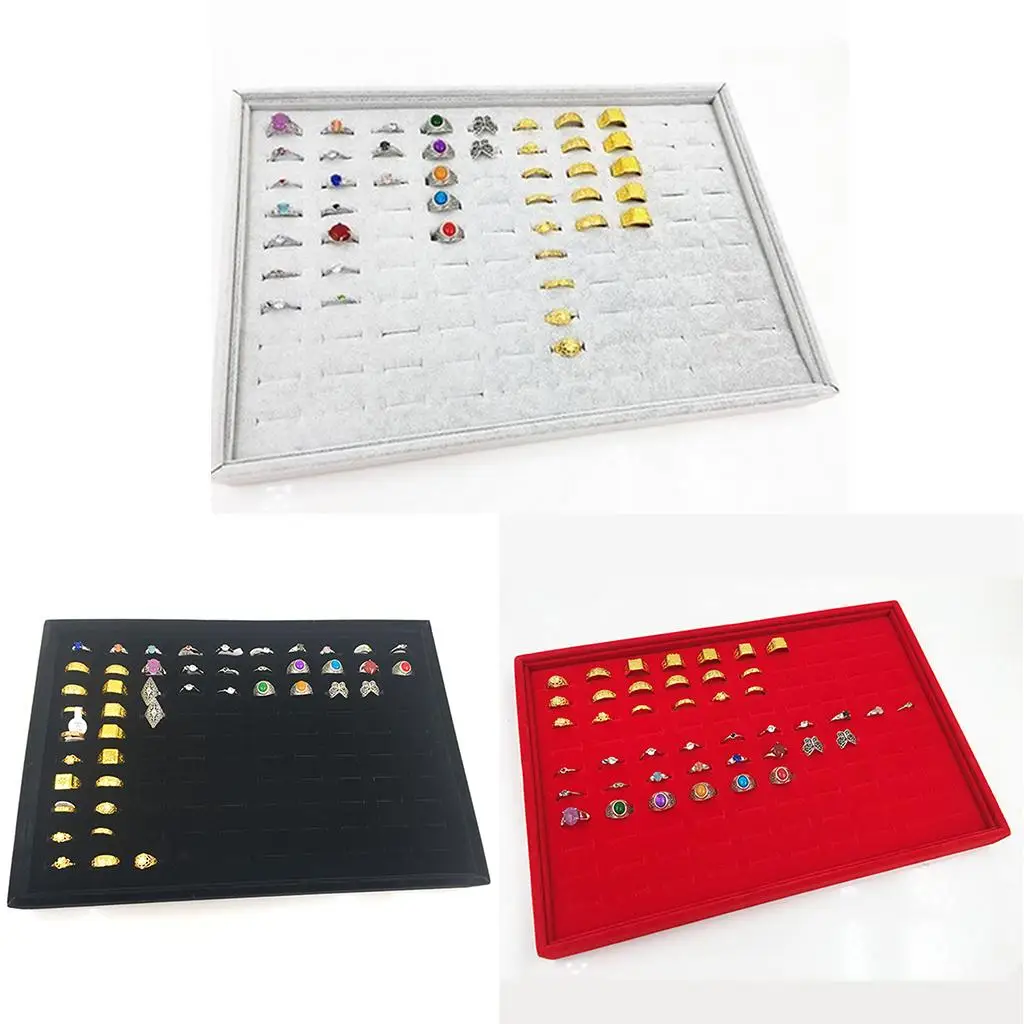 Velvet Jewelry Display Tray Insert Organizer Box for Rings Earrings Cufflinks for Jewelry Storage