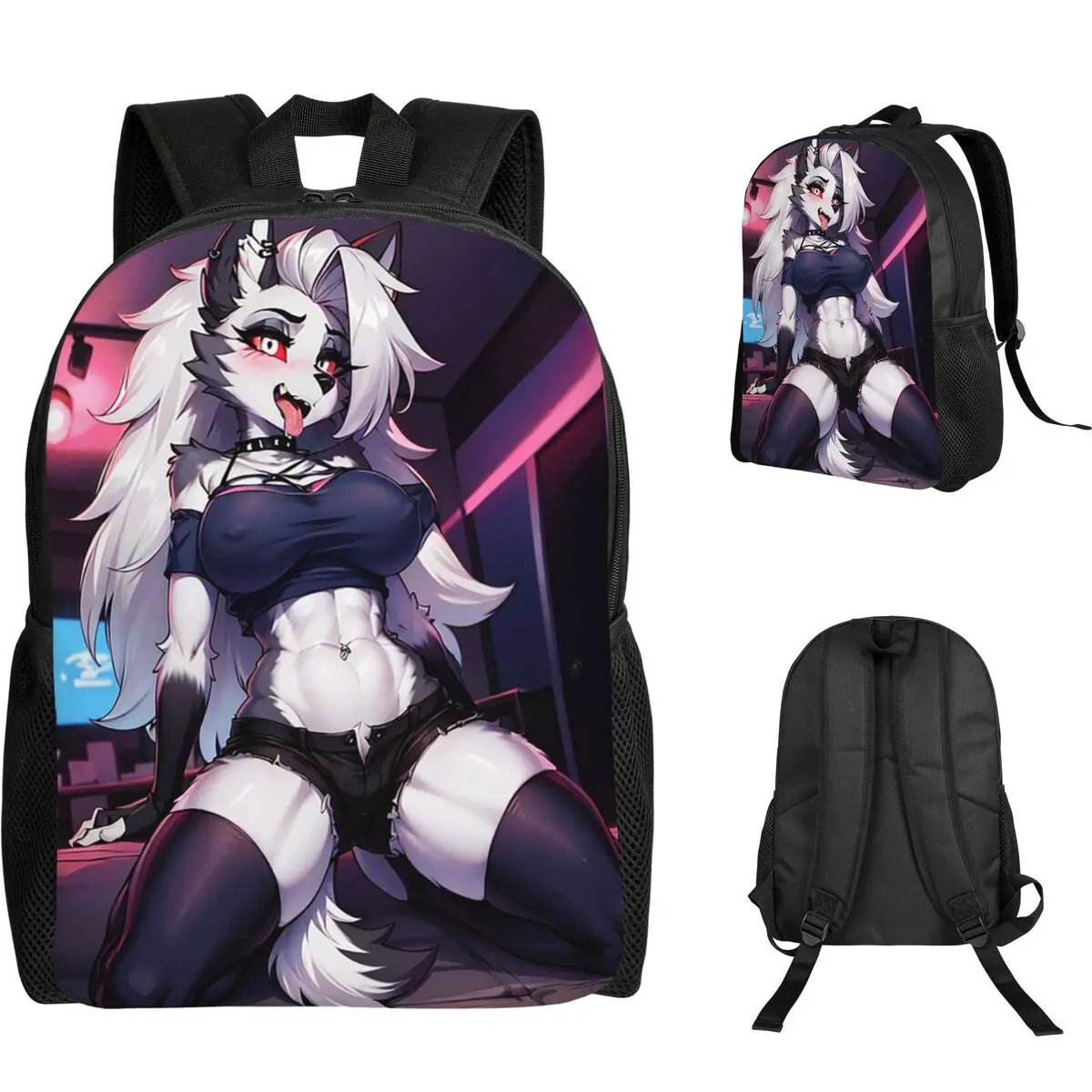 

Helluva Boss Loona Student Backpack School Bag Hiking Travel Daypack for Men Women Fashion Bookbag Shoulder Bags