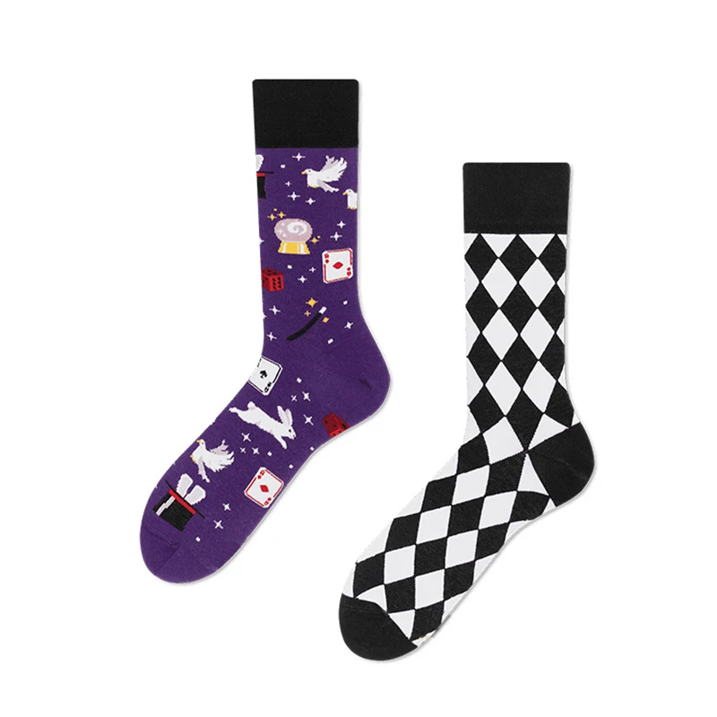 1 Pair Novelty Cartoon Irregular AB Style Unisex Crew Socks Couple Fashion Street Cotton Sport Socks Gift Dropshipping Wholesale