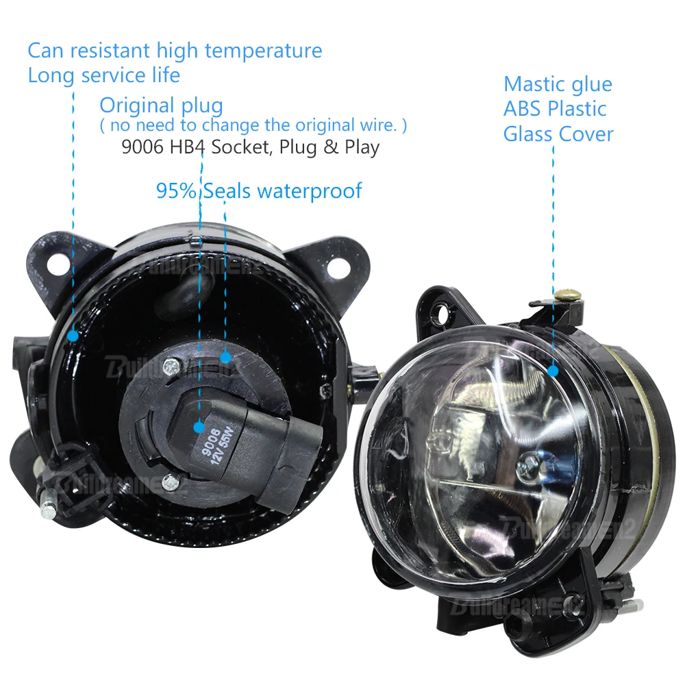 1 Pair 100W 55W Car Fog Light with 9006 Halogen Bulb Accessories For VW Volkswagen Polo MK4 9N3 2005 2006 2007 2008 2009