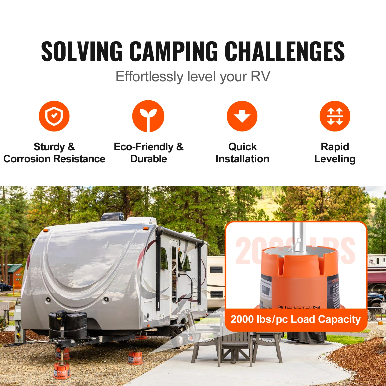 SucceBuy مقطورة جاك كتلة سعة 2000 رطل لكل كتلة تسوية RV عالية الجودة من مادة البولي بروبيلين RV كتلة مثبت التخييم 2-حزمة #2