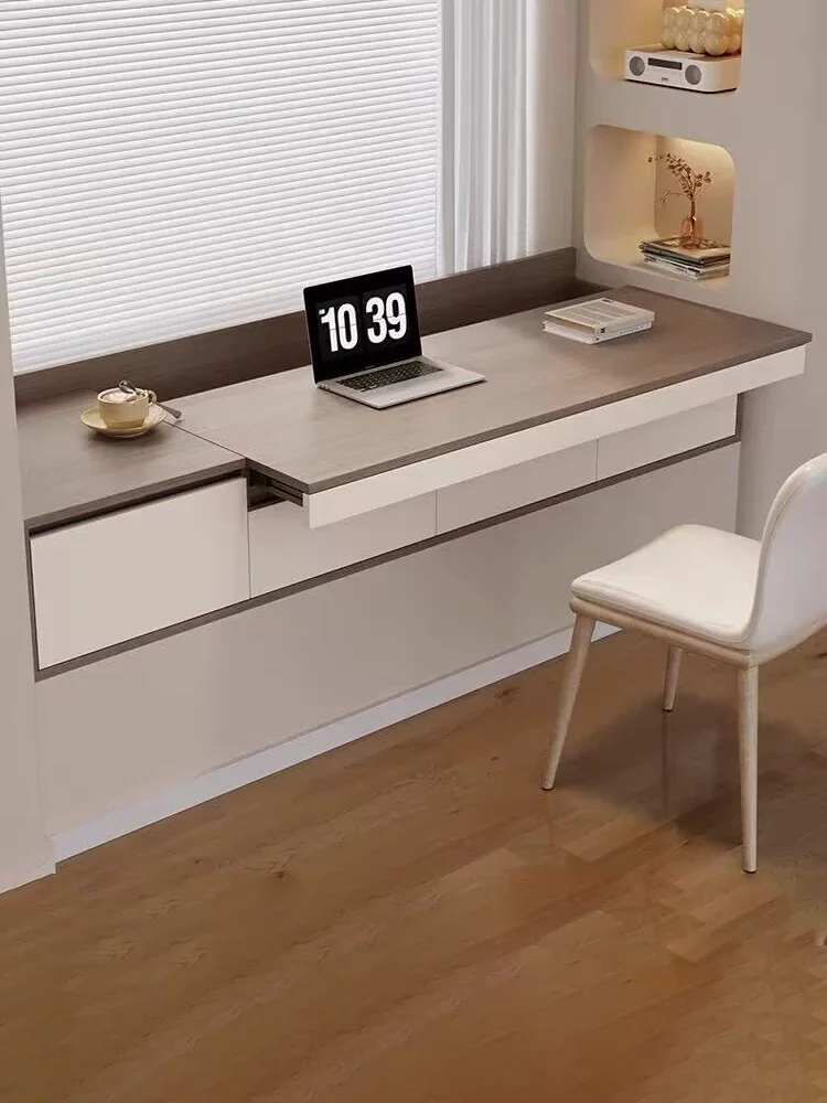 

Solid wood, bay window, desk cabinet, pull-out, telescopic, computer, study, writing table, window sill cabinet