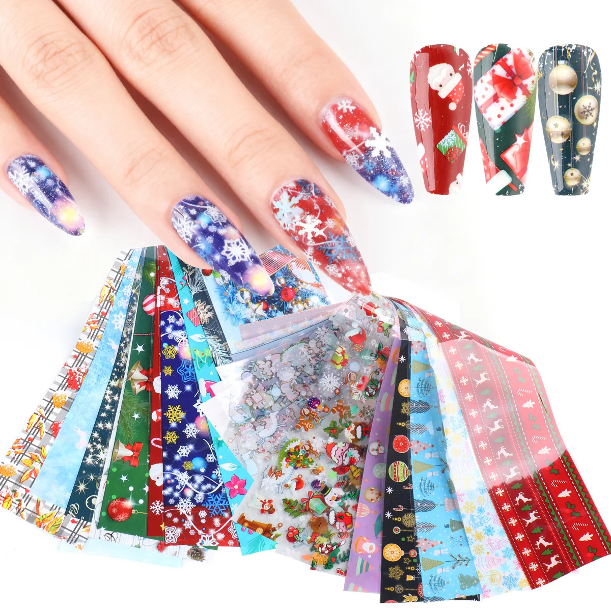 20 قطعة عطلة الشتاء مسمار الفن المتزلجون عيد الميلاد الثلج ثلج سانتا تصميم نقل رقائق الاحتفال مانيكير الشارات