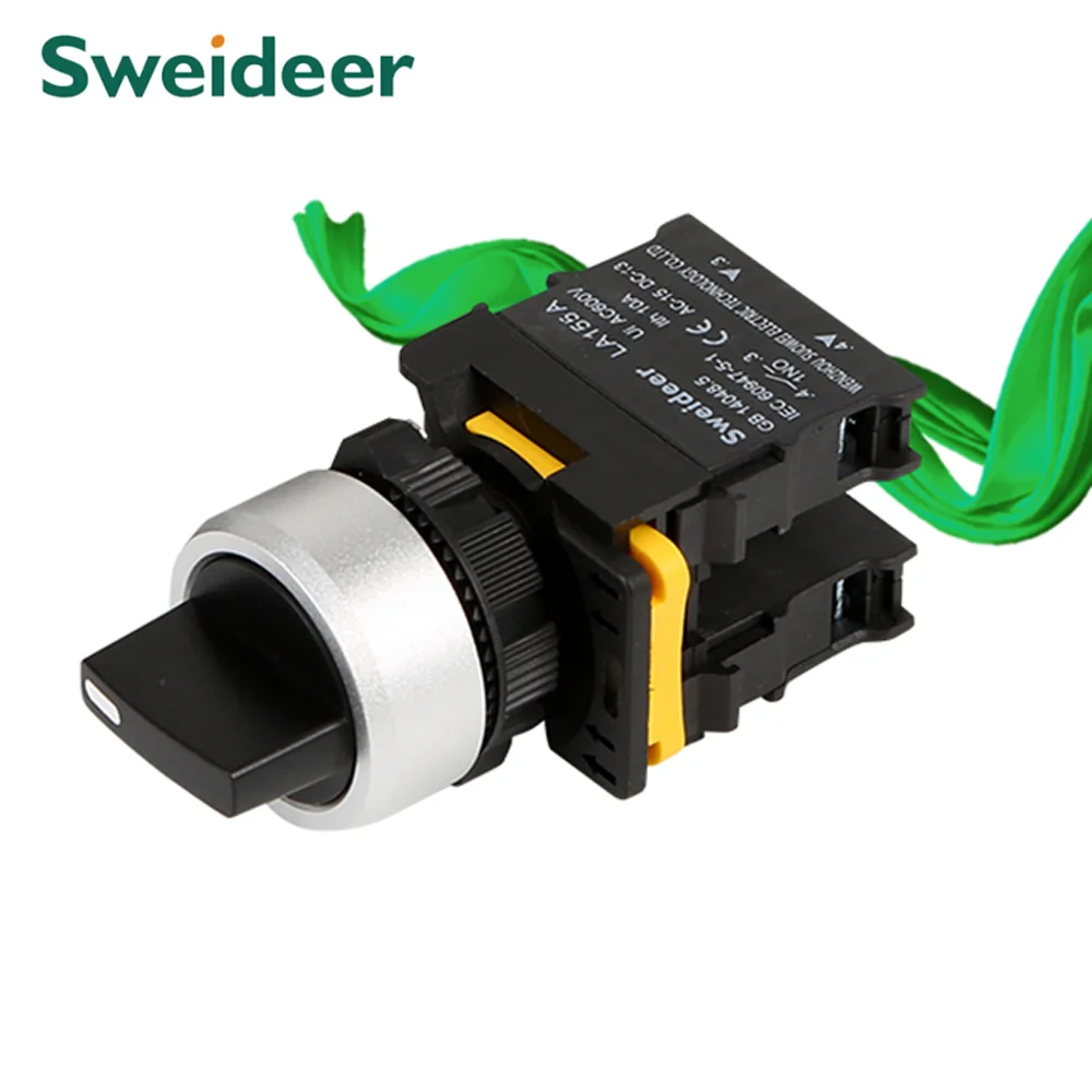 Selector Switch 22mm 2NO/1NO1NC 2/3 Position Self Locking Momentary Button Start Stop Waterproof Push Button Rotary Switch 10A