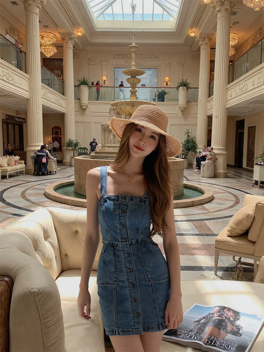 فستان عطلة نسائي أزرق غمد نحيف صغير برباط علوي أشرطة برباط Strappy رسم سلسلة برباط مربوطة متقاطعة