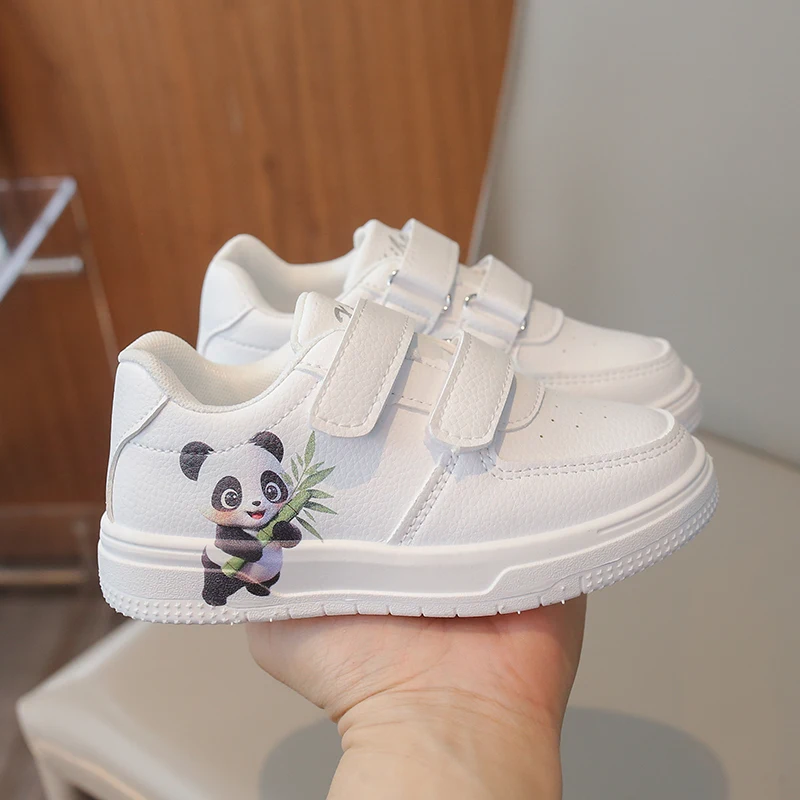 Children Sports Shoes Cute Panda Kids Casual Shoes Soft Bottom Trendy 2026 Brand New Boys Girls Tennis Shoes Double Hook&loop