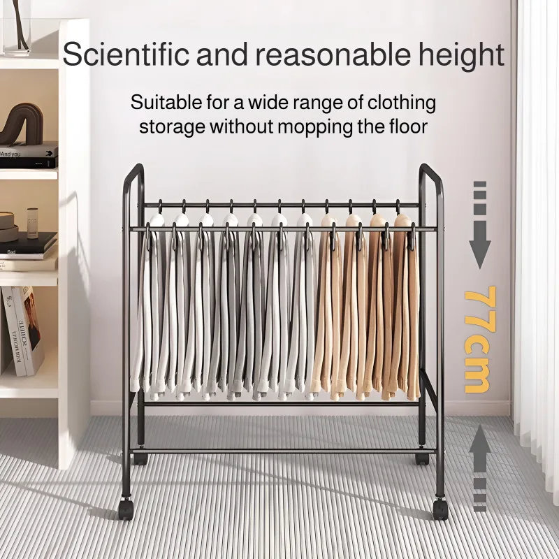 

Multi-Functional Floor Standing Mobile Pants Rack Organizer with Iron Frame, Portable Wardrobe Hanger for Trousers Storage