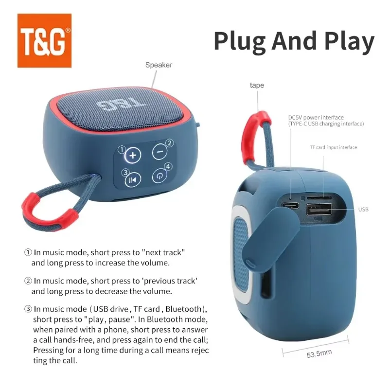 TG659 Mini Wireless Powerful Bluetooth Speaker TWS Bluetooth 5.3 Sound Box HIFI Loudspeaker Support TF Card Radio image 6