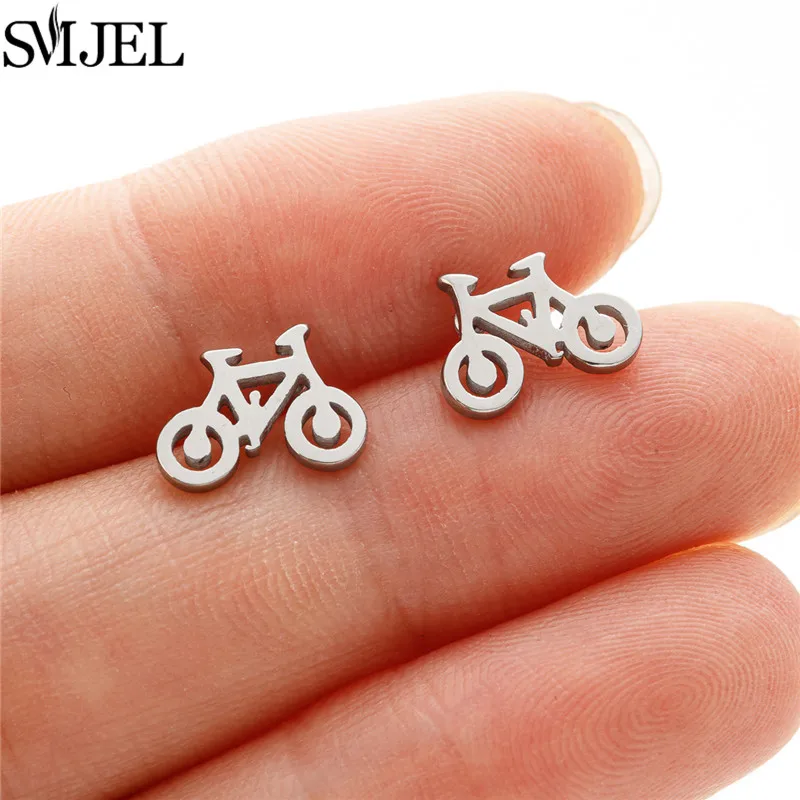 Women's Stainless Steel Mini Stud Earrings, Geometric Design