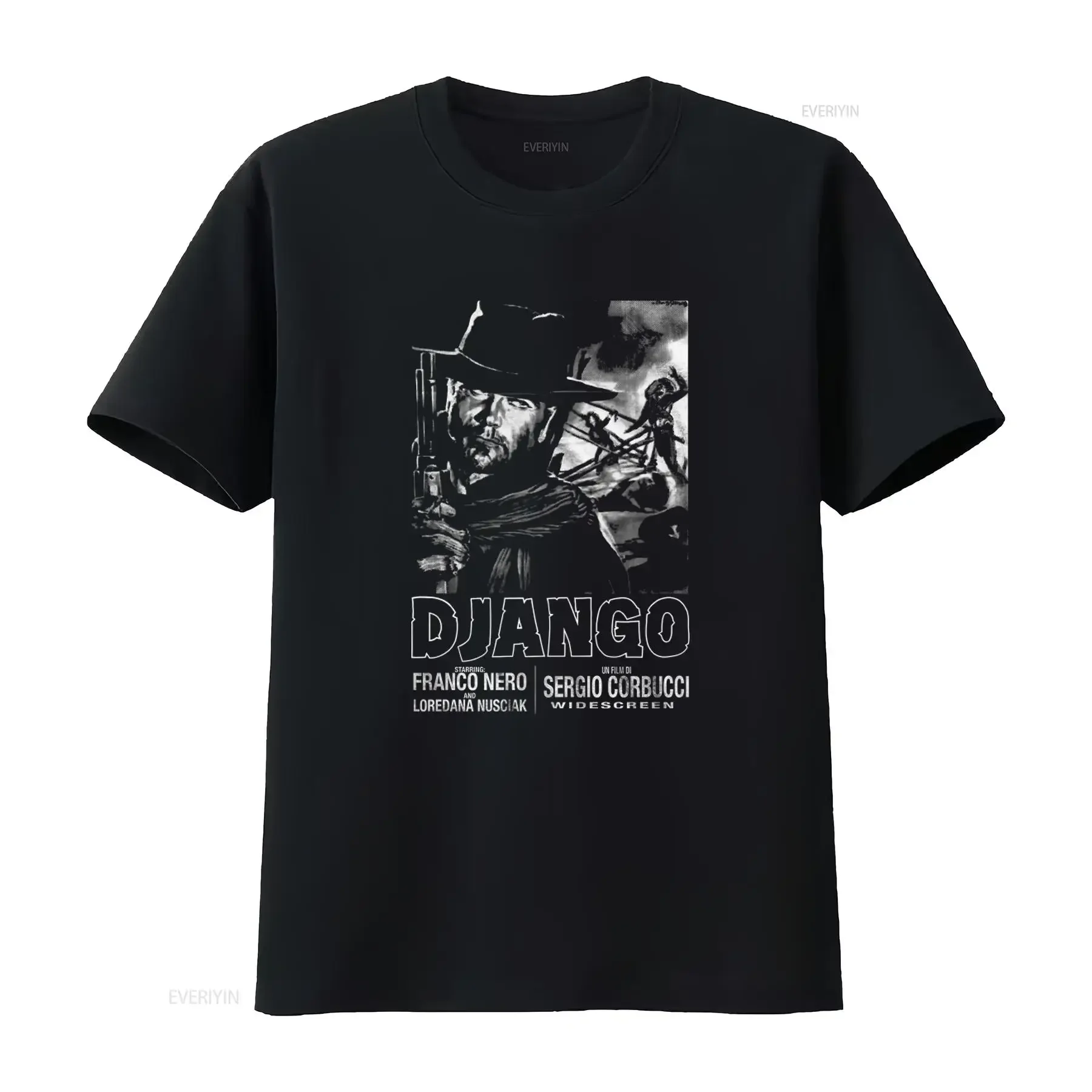 Django Movie Inspired Franco Nero Hand Screened Pre Shrunk 100 Cotton T Shirt vintage Washed Soft Versatile Breathable Casual