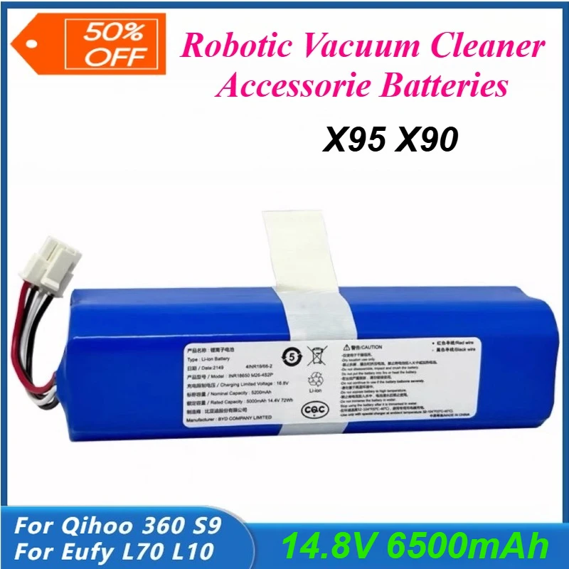

14.8V 6500mAh Replacement Battery Pack for Qihoo 360 S9 for Eufy L70 L10 Robotic Vacuum Cleaner Spare Parts Accessories Batteria