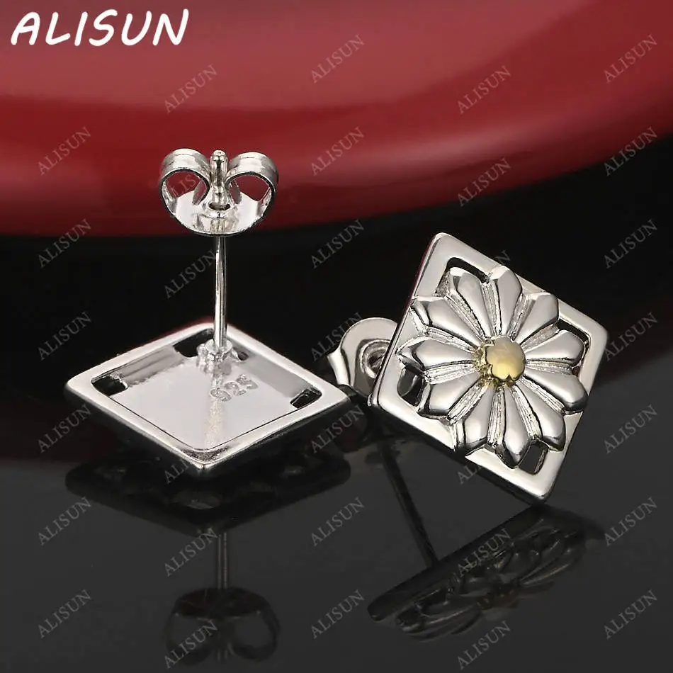

ALISUN 925 Sterling Silver Square Flowers Earrings Stud Earrings For Women Charm Trend Birthday Gifts Fashion Party Fine Jewelry