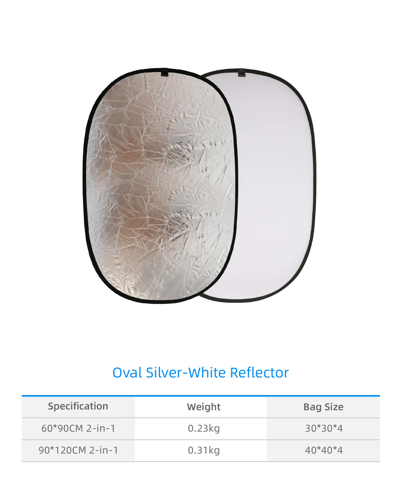 RF02 24-Zoll-Reflektor 5in1 60X90CM 90X120CM 2in1 Silber Weißgold Tragbare zusammenklappbare weiche leichte runde Fotografie für Studio 7in1 – Detail 10