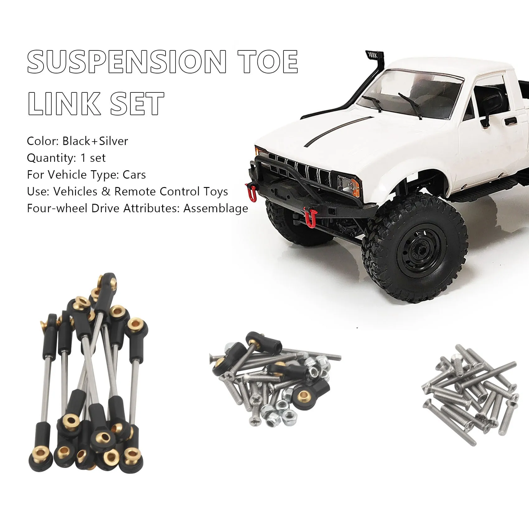 Upgrade Replacement Part Metal Suspension Toe Link Tie Rod Set for WPL 1/16 C14 C24 RC Car Parts