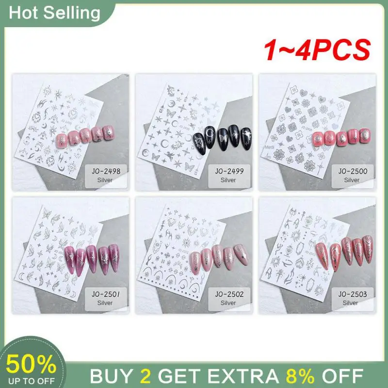 

1~4PCS Silver Butterfly Nail Stickers Comfortable To Wear Convenient Gel Nail Stickers Holiday Nail Decoration