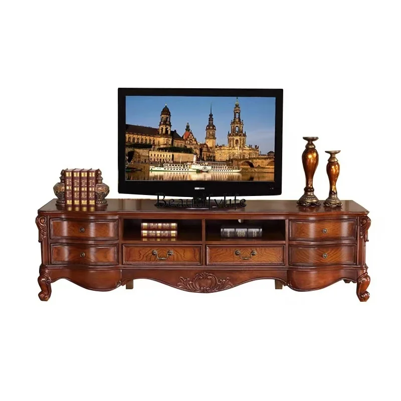 

Solid wood TV cabinet, living room European-style low cabinet, household video locker