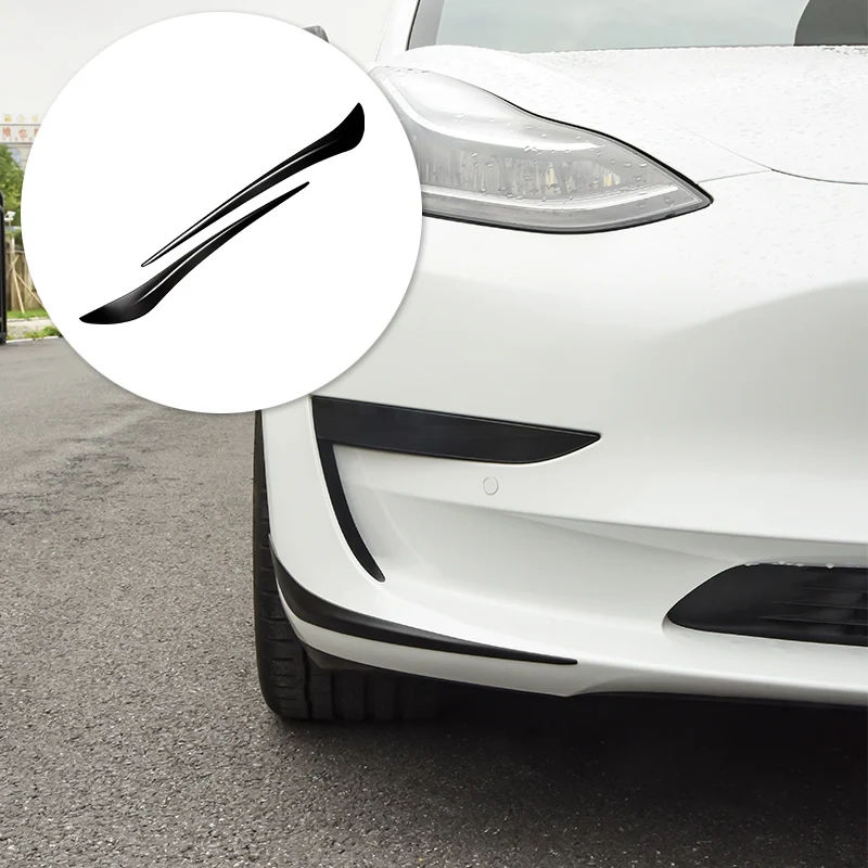 

2pcs Anti Collision Car Front Bumper Guard Decoration Strip Body Edge Corner Modification Protective Sticker For Tesla Model 3