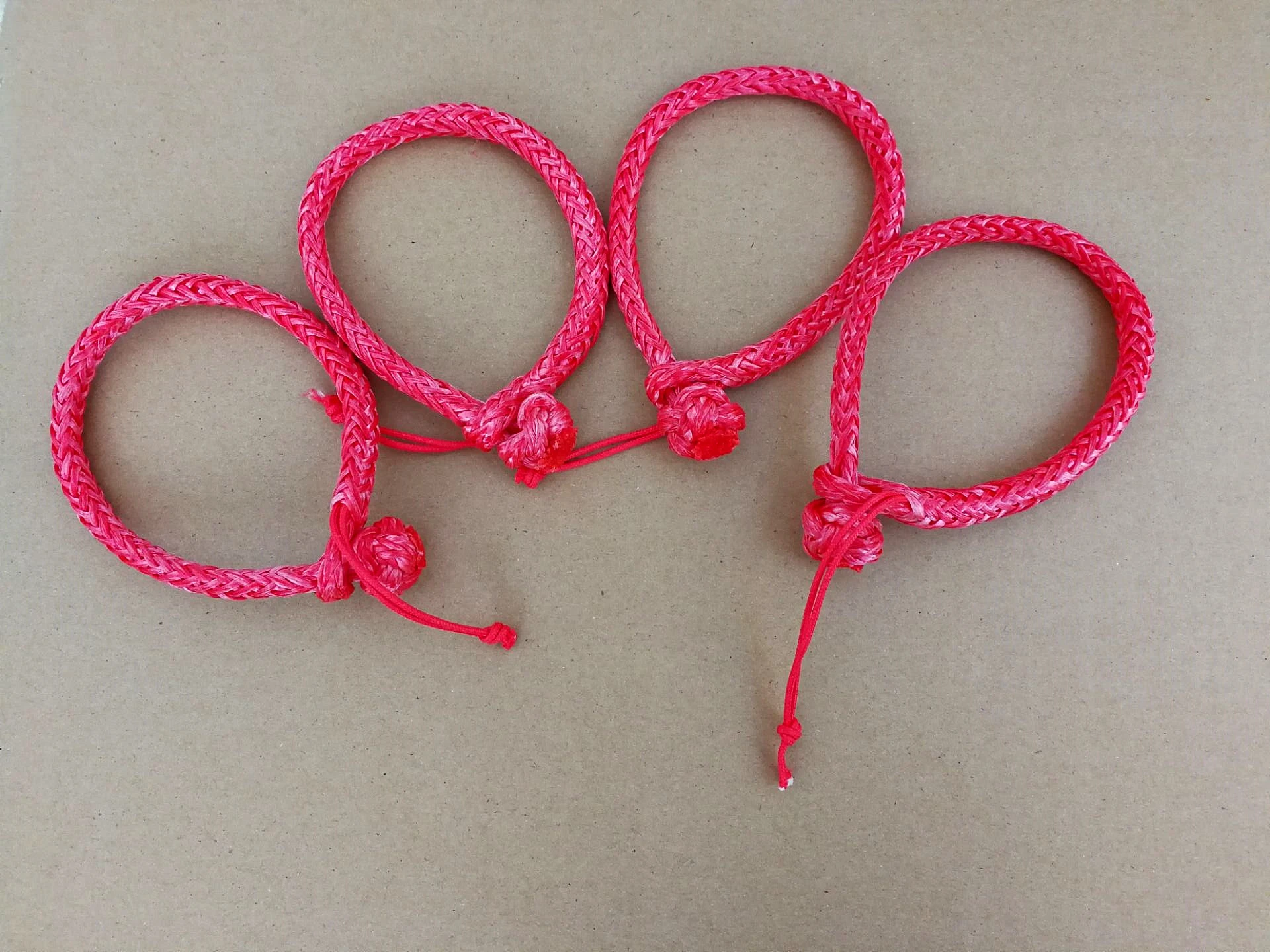 Free Shipping 4pcs 4mm*80mm Red Synthetic  Soft Shackles 6200lbs Maximum Break Strength,Rope Shackles for ATV UTV SUV