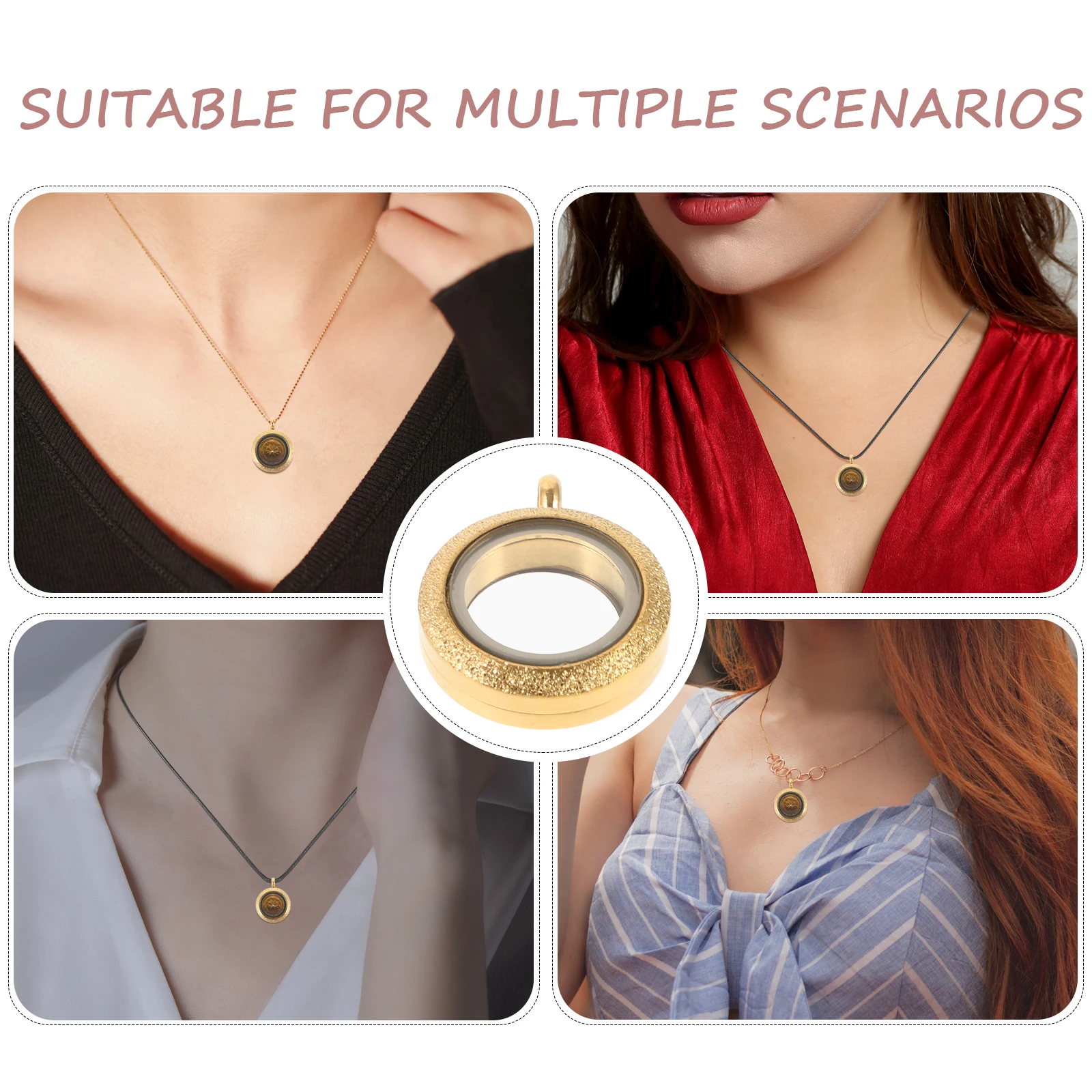 

Round Shaped Steel Photo Locket Pendants 20mm Golden Glass Holders Necklace Locket Necklace Accessories Jewelry