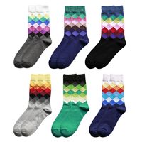 6 Pairs Gradient Color Cotton Socks Lightweight Anti Skid Breathable Soft Mens Colored Check Dress Designs Stylish Shoes