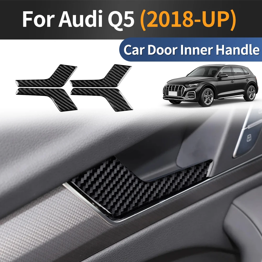 

Car Inner Door Handle Protector Cover Trim Carbon Fiber Sticker For Audi Q5 2018-2025 Auto Interior Decoration Shell Accessories