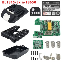 Caixa de bateria de íon-lítio bl1815, placa de circuito de proteção de carregamento, caixa de etiqueta indicadora led pcb para makita 18v 1,5ah 3,0ah