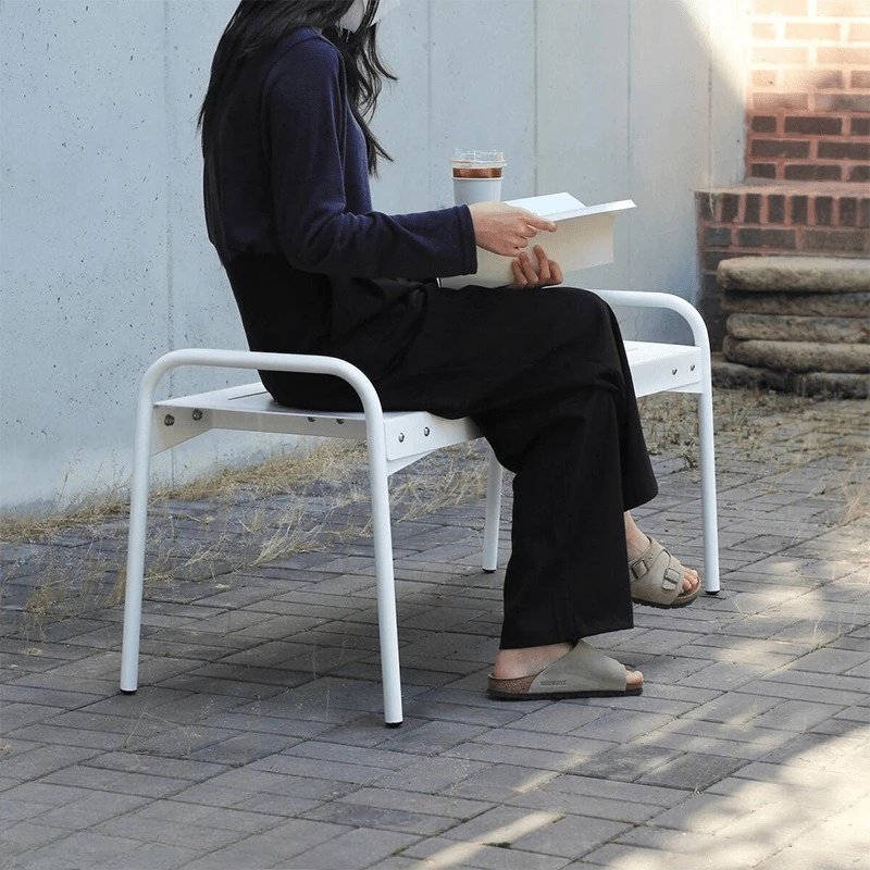 Iron Park Bench Courtyard Cafe Gym Rest Chair Dopamine Color