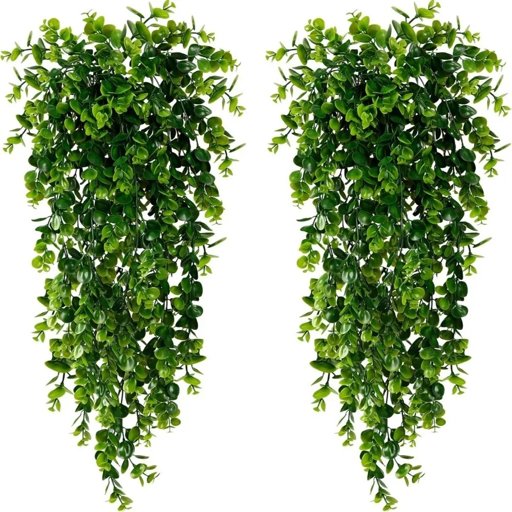 New Plastic Artificial Plant Vine Green Color Rattan Leaves Wall Hanging Vine Branches Fake Hanging Plants Garden