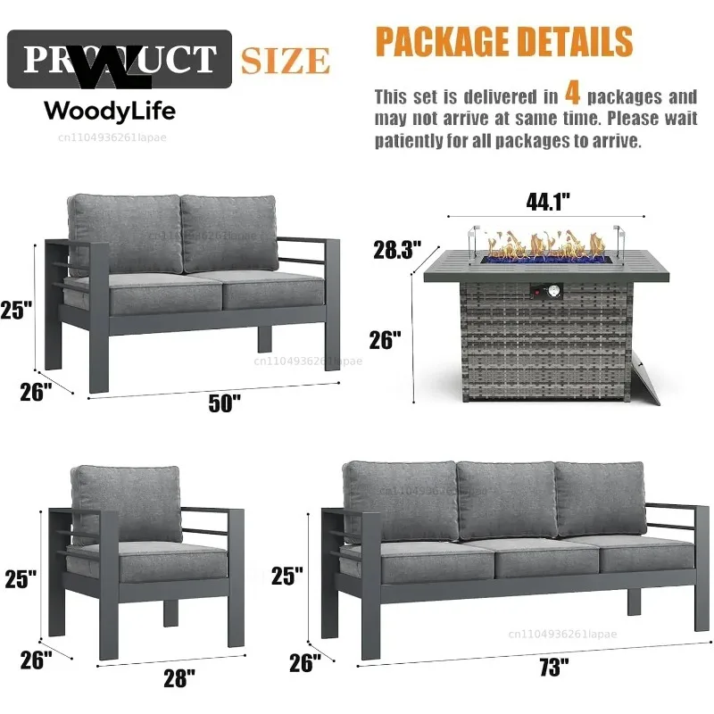 L5-teiliges modernes Aluminium – Outdoor Furniture With Fire Pit Table Bewertung und Preis