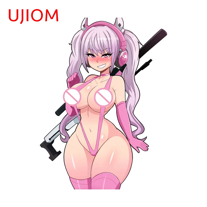UJIOM Alluring Bikini Alice Wall Sticker Creative Gun Girl Occlusion Scratch Graphics Decal Suitable For Computer Case Decor