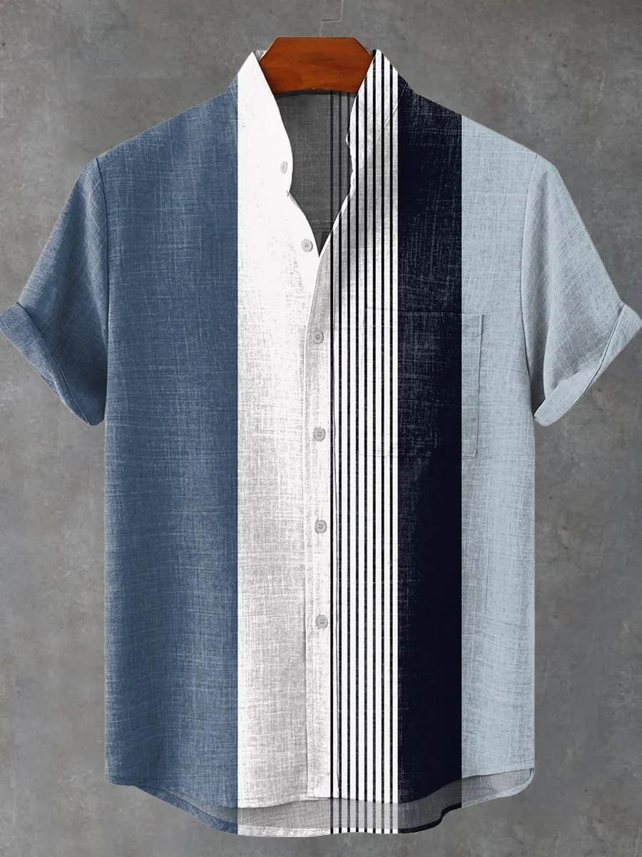 

The new men's striped linen short-sleeved shirt is made of a summer-soft and comfortable fabric and is equipped with high-qualit