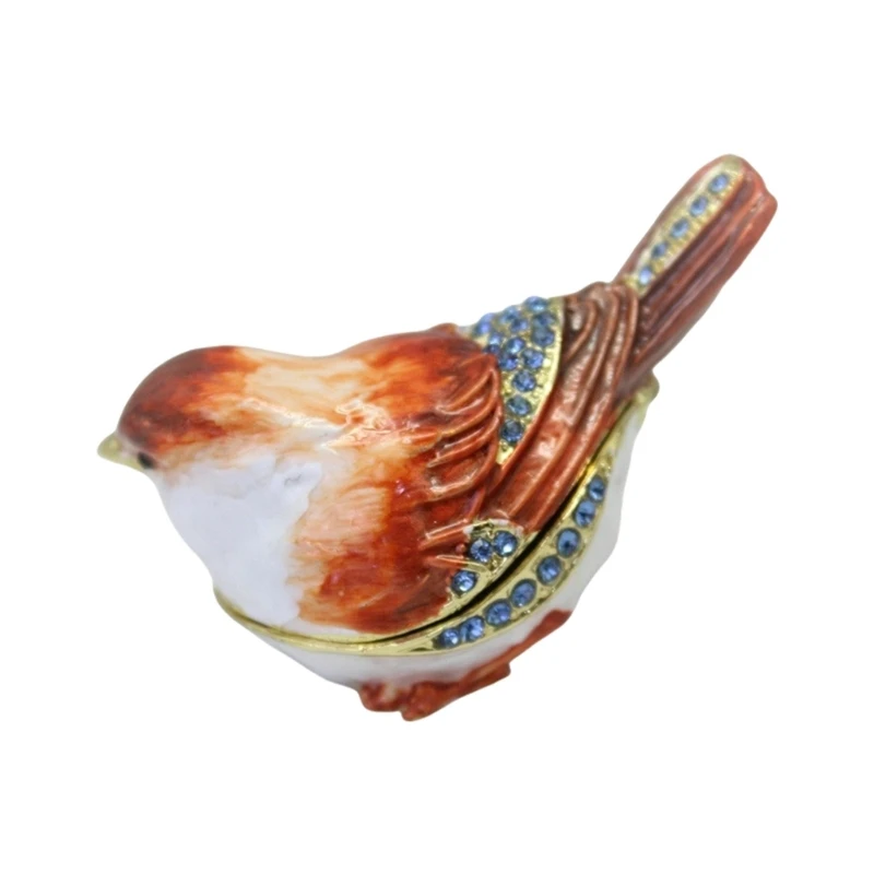 Fast Reach Lovely Sparrow Shaped Jewelry Box Enamel Case for Stylish Accessory Organization