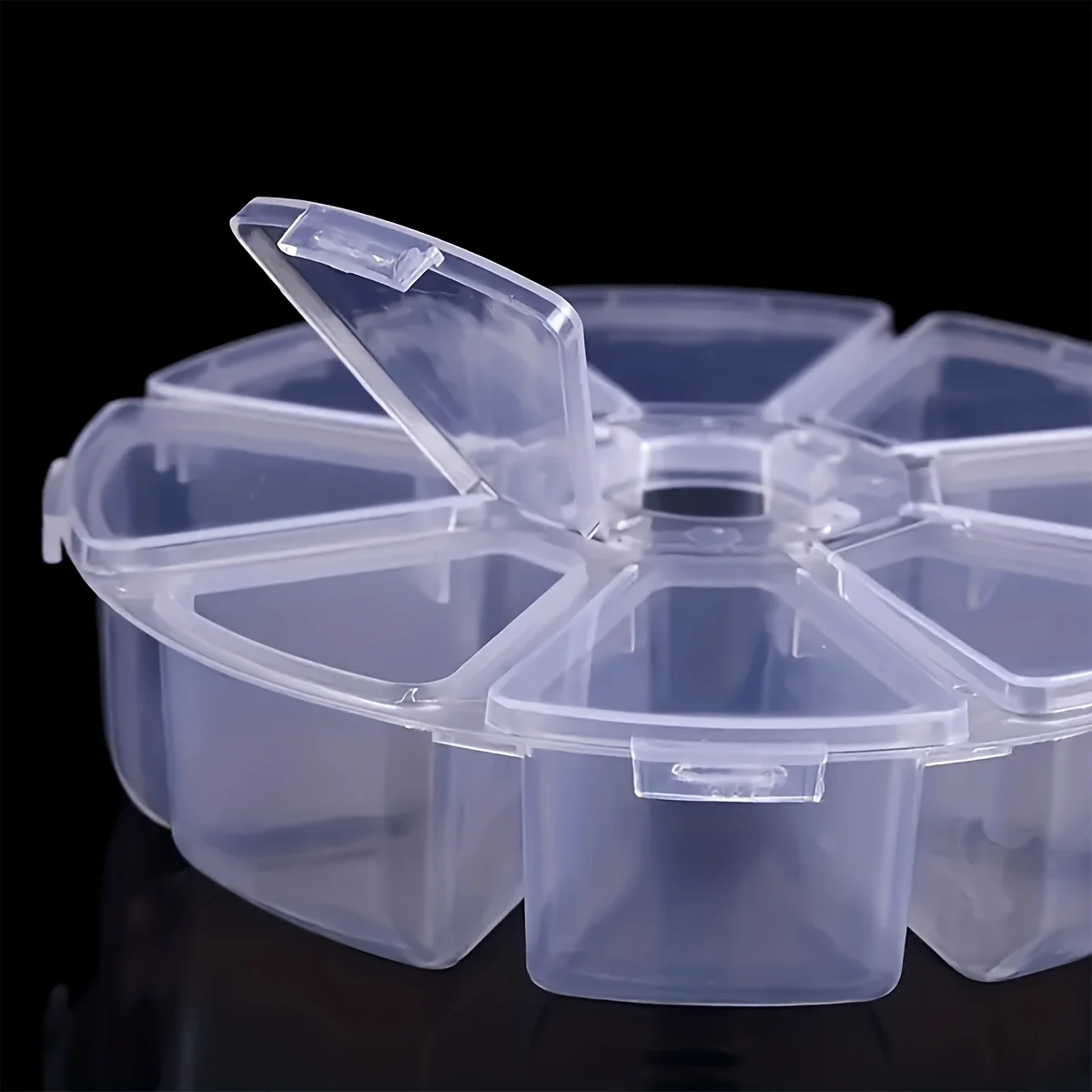 1 صندوق تخزين بلاستيكي شفاف مع 8 حجرات، مناسب للمجوهرات واللوحات ومجوهرات الأرز والأشياء الصغيرة. #1