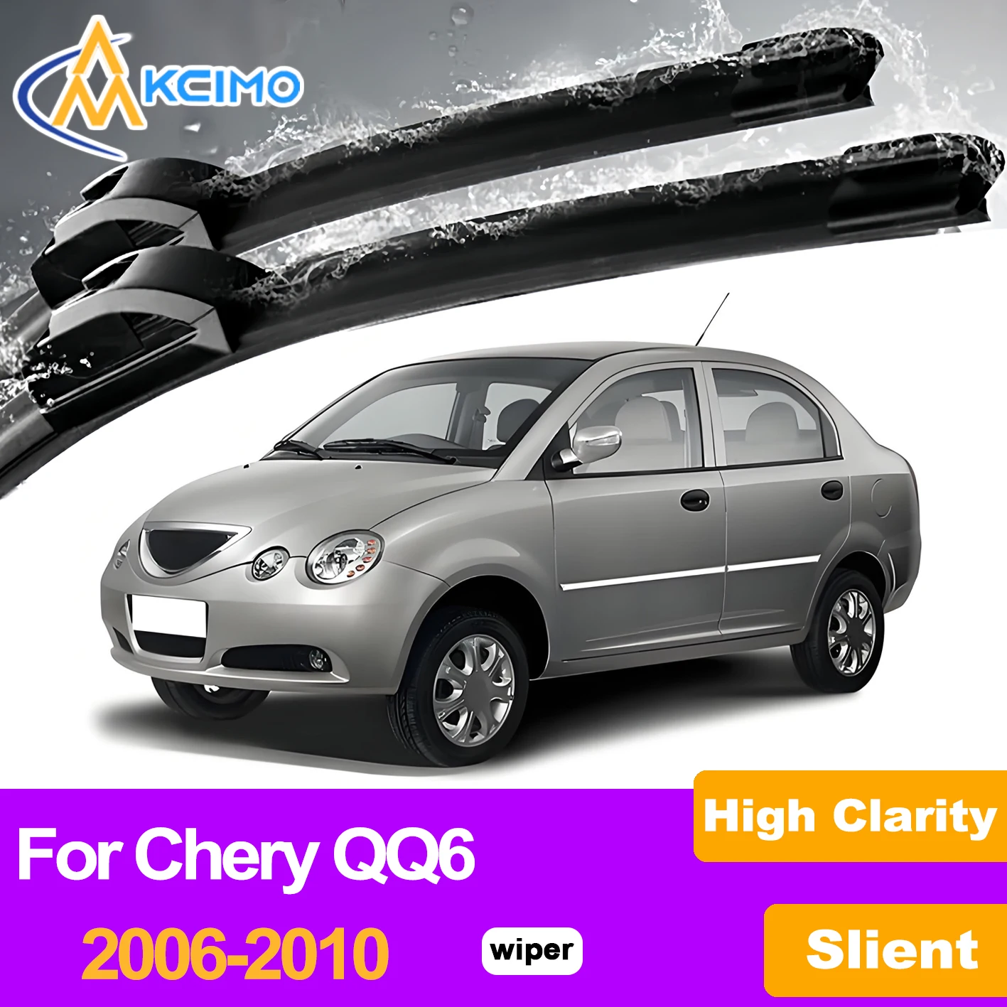 

KCIMO 2PCS Front Windshield Wiper Blades For Chery QQ6 2006-2010, All-Season Adaptability Tool-Free Easy Installation