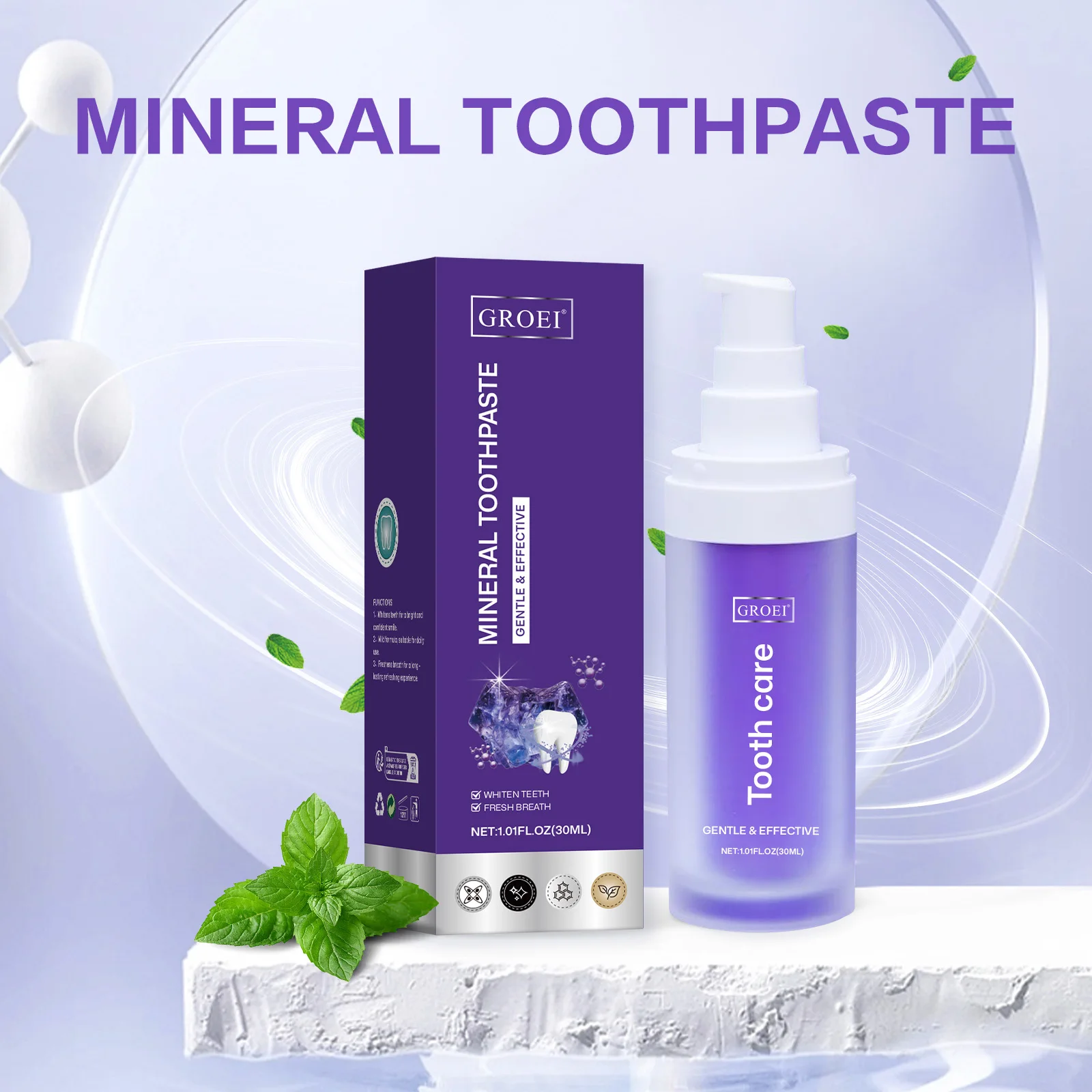 

Mineral Essence Toothpaste 30ml for Teeth Whitening Remove Tartar and Plaque Oral Hygiene Cleaner Fresh Breath