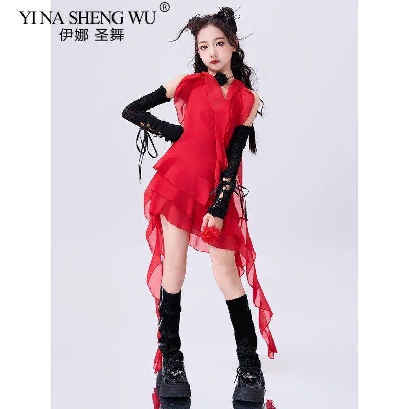 فستان بشريط لرقص الجاز ملابس الشارع الشهير الهيب هوب للفتيات أداء الموسيقى مهرجان المنصة عرض ملابس الحفلات السالسا #1