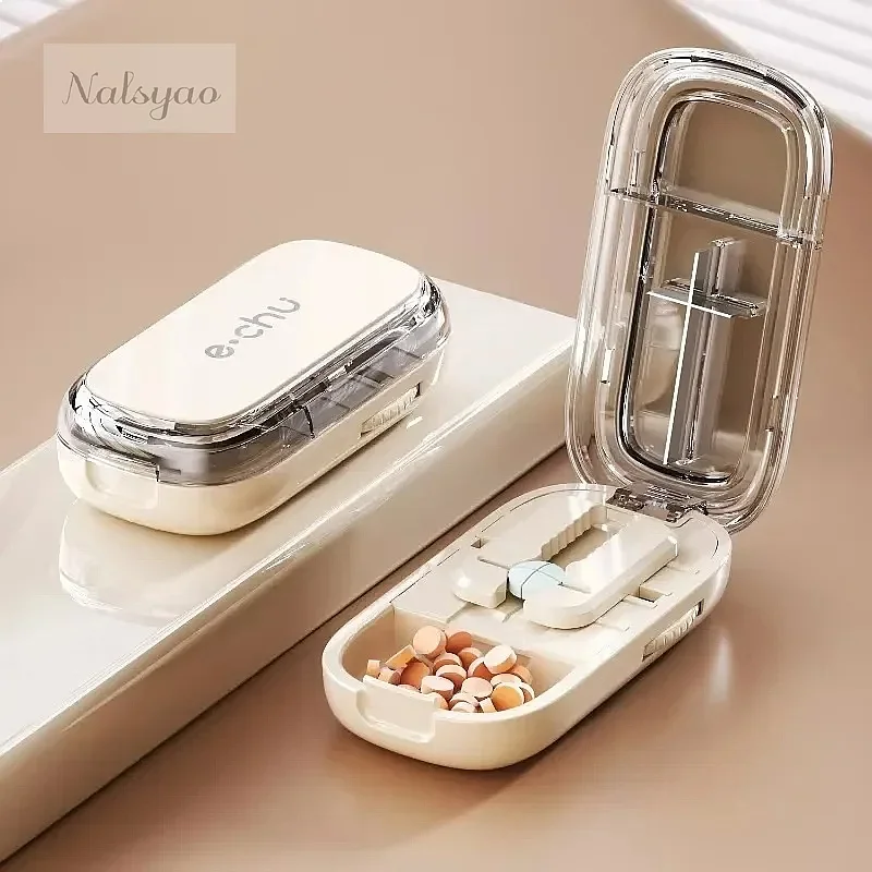 Adjustable Pill Cutter Storage Box Portable Tablet Medicine Divider Dustproof Organizer Crusher Drug Cutter