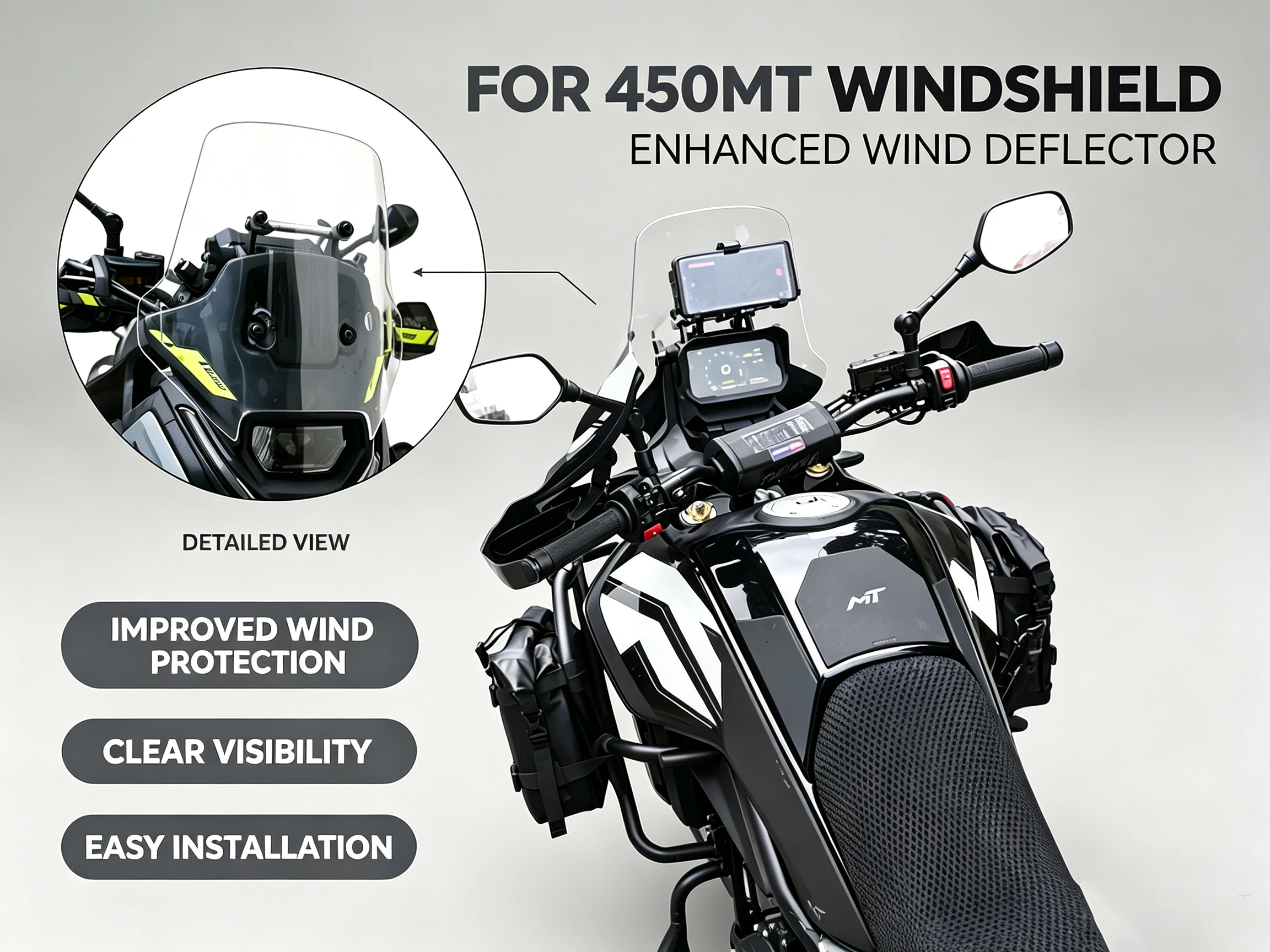 For CF MOTO 450MT Windshield 450 MT Accessories Motorcycle Front Windscreen for CFmoto MT450 Windshield MT 450 2024 2025 Parts