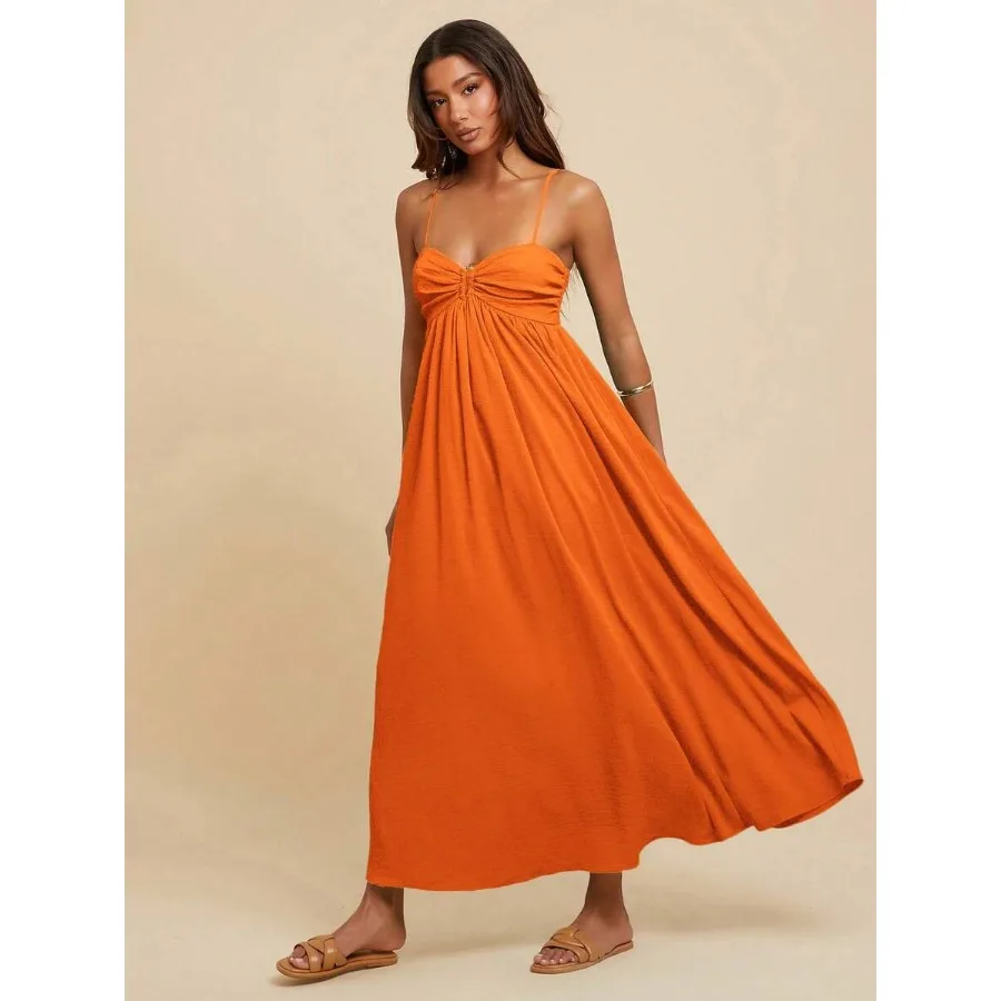 

【New style】 TRVLCHIC Women's Pleated Sleeveless Dress, Vacation Style, SpringandSummer, Summer Outfits For Women, Beach Outfits