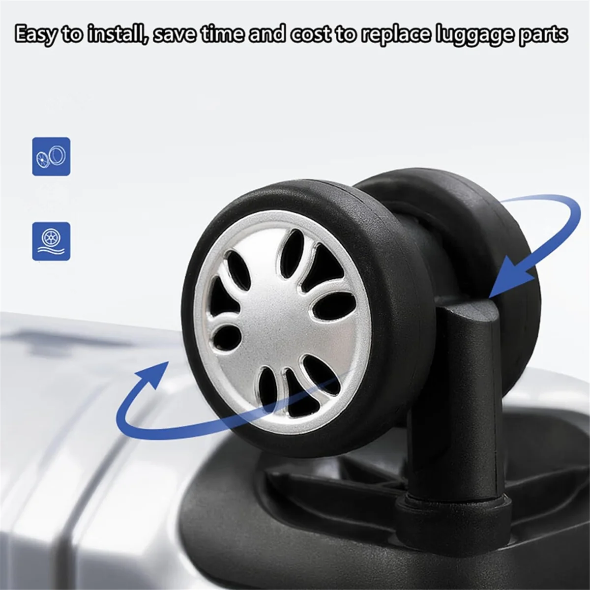 8pcs Luggage Wheels Replacement Kit,Dia 2in/50mm Thick 0.47in/12mm Resistant Rubber Mute Caster Replacement Suitcase BJAS